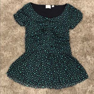 Anthropologie Postmark Polka Dot Peplum Blouse